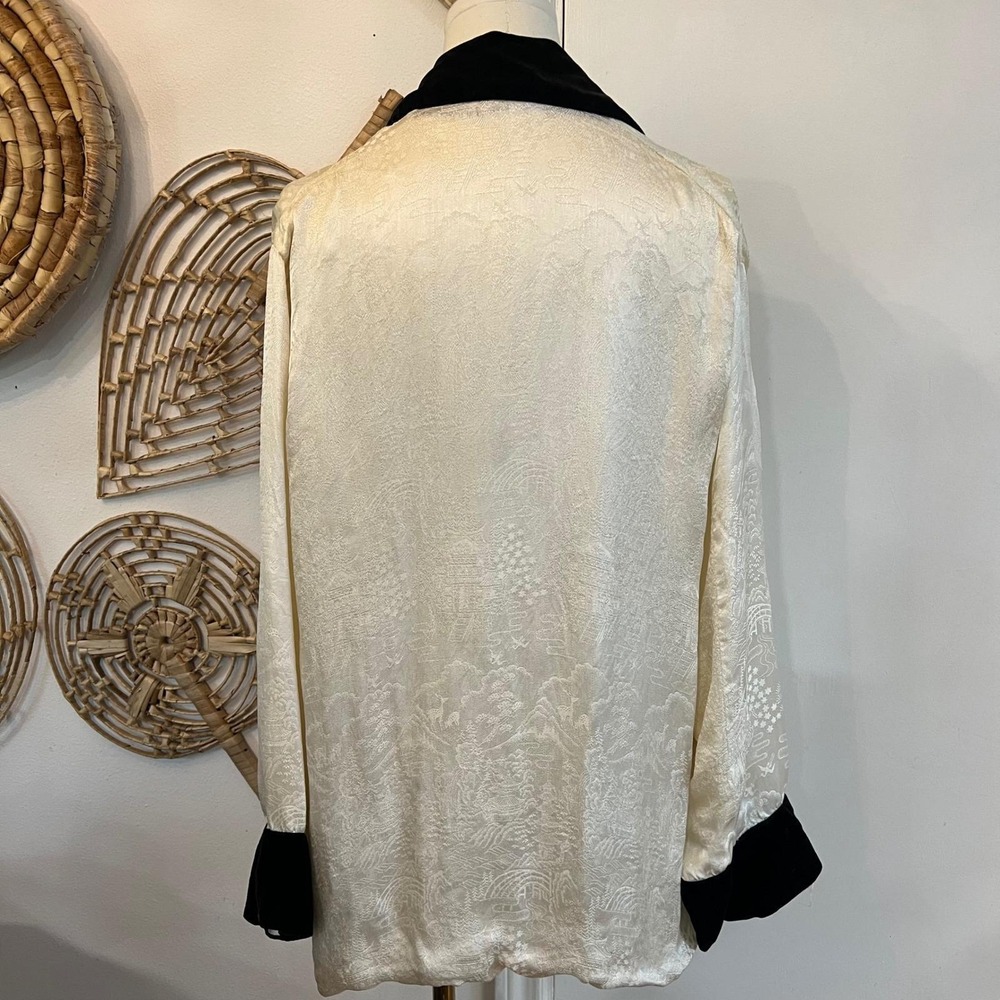 Vintage Dragon Embroidered Silk Brocade Kimono Jacket Duster M - Picture 5 of 10